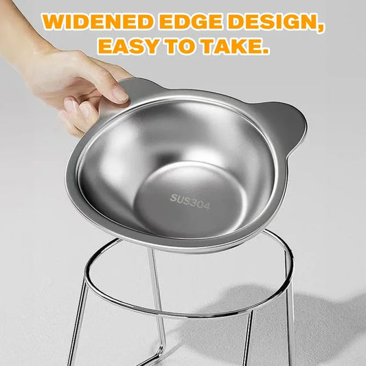 Stainless Steel Pet Bowl Slanted Anti Cervical Spondylosis for Cats and Dogs Dual Use Feeder by PDG ibma