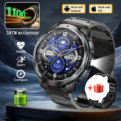 New T-Rex3 Pro 1100mAh Battery Smart Watch Men Compass 5ATM Waterproof Bluetooth Call Heart Rate Sports Run tracker Smartwatch