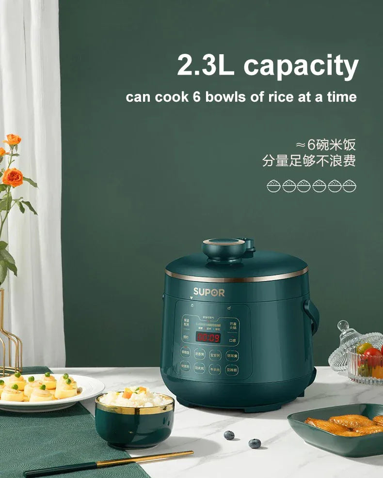 SUPOR 2.3L Electric Pressure Cooker Mini Rice Cooker Small Stainless Steel Electric Cooker High Quality Kitchen Appliances