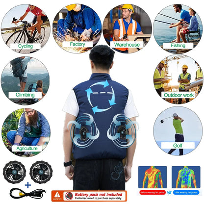 2026 New Cooling Vest Air Conditioner Clothes 3 Gears Wearable Cooling Fan Vest Breathable Sleeveless Workwear For Summer Outdoo