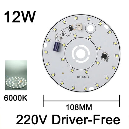 220V Driver-Free Light Panel LED Light Chip DIY Round Nordic Light Source Accessories Replacement Household Chandelier Bulb Patc