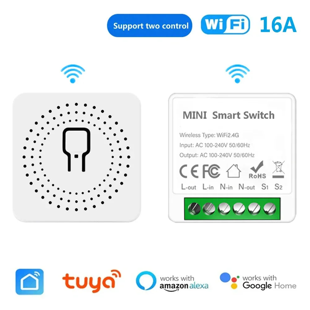 16A MINI Wifi Smart Switch Breaker 2WAY Control Timer Wireless Switches Smart Home Automation Work With Tuya Alexa Google Home