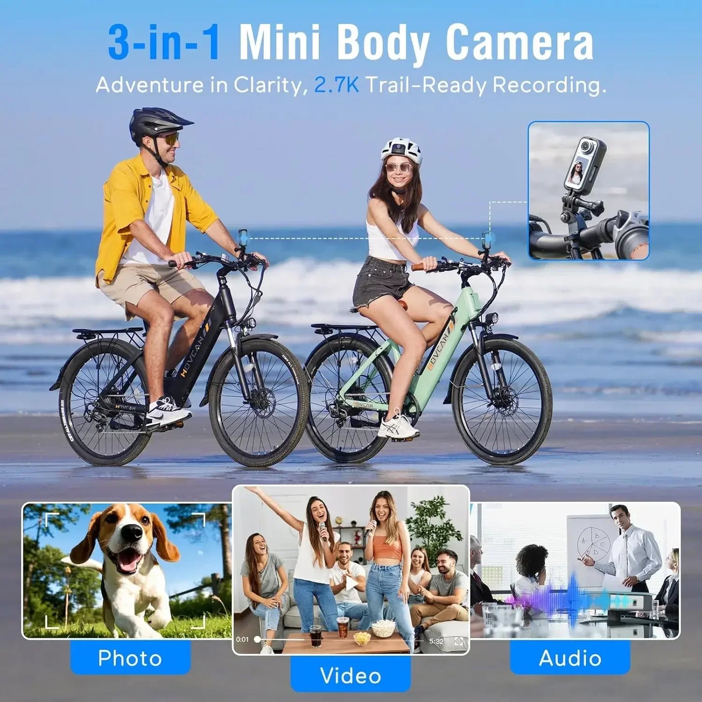 2.7K 180° Rotatable Wifi Outdoor Sports Camera 1.4Inch Screen Thumb Action Cam Motorcycle Road Sport Magnetic Attraction Bracket
