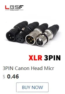 3pin black HF XLR connector 3pin D male female audio microphone socket for 86 panel YS145 YS146 YS145BG YS146BG