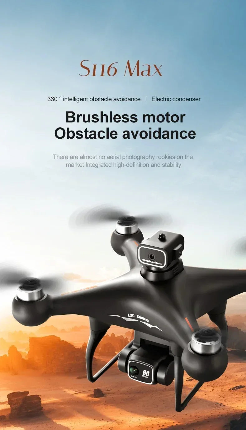 S116 MAX FPV Drone Triple Battery Dual 8K HD Cameras Optical Flow Positioning WIFI Real-Time Transmission 360° Smart Avoidance