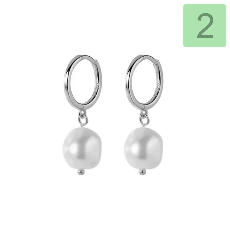 TrustDavis Real 925 Sterling Silver Sweet Irregular Baroque Pearl Hoop Earrings For Women Wedding Valentine's Day Jewelry DB338