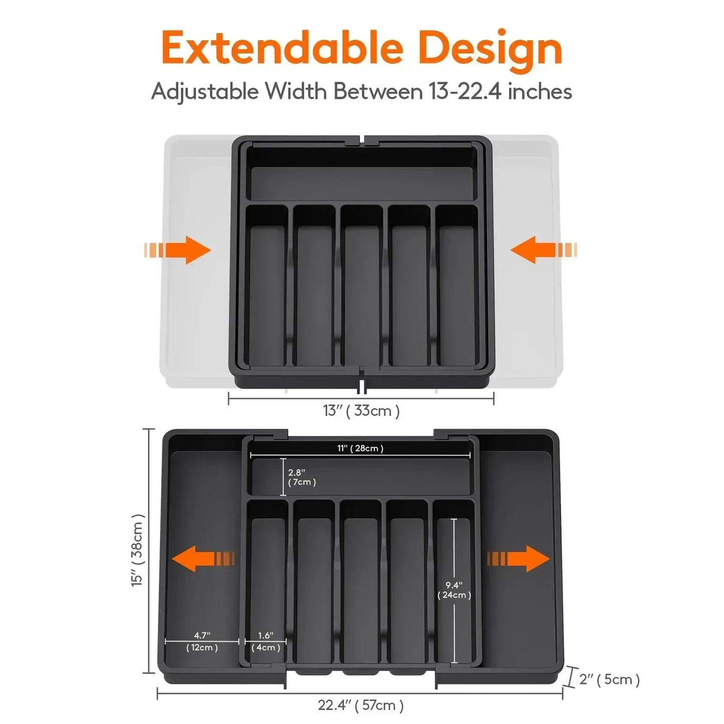 Kitchen Organizer Tray Adjustable Pantry Organizer Utensil Cutlery Drawer  for Silverware Tableware Expandable Kitchen Drawer