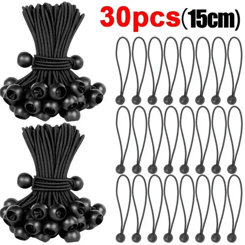 50/10pcs Bungee Ball Tarps Canvas Tarpaulin Flagpole Ties Cord Ends Elastic Rope Lace Fixed Boat Pole Camping Tent Accessories