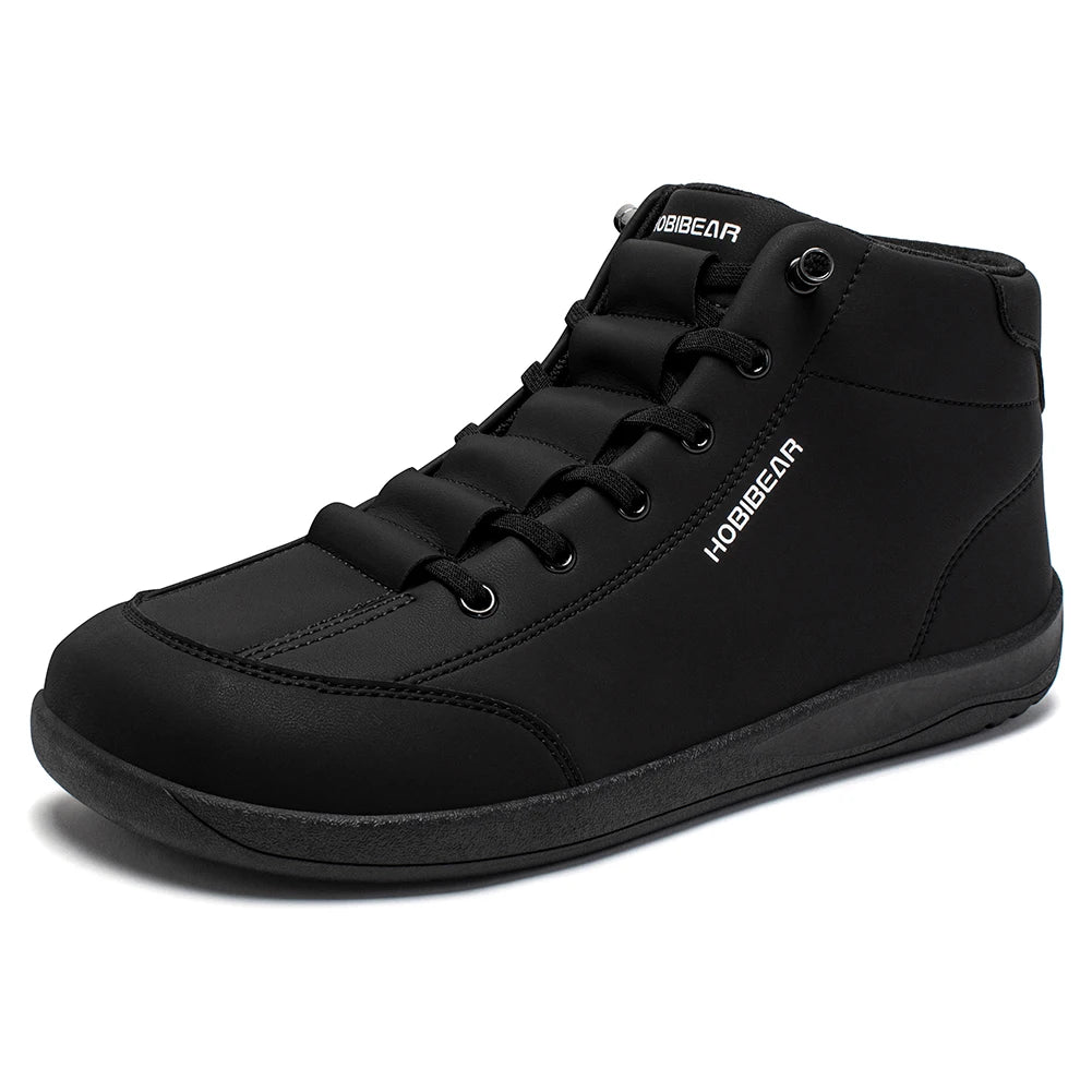 HOBIBEAR Mid-Top Barefoot Shoes Unisex Wide Toe Minimalist Ankle Boots Artificial Leather Outdoor Non-Slip Sneaker