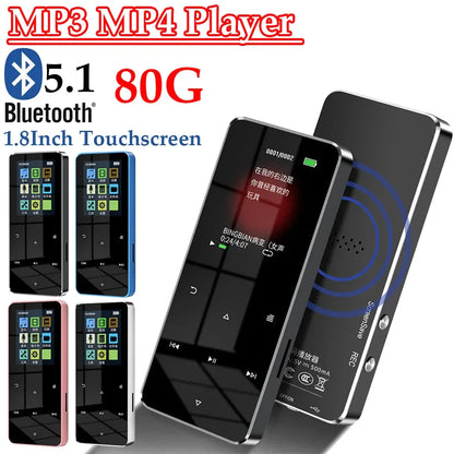 1.8 Inch Touchscreen MP3 MP4 Player Bluetooth-Compatible 5.0 Music Player FM Radio with E-Book Alarm Clock Built-in Speaker