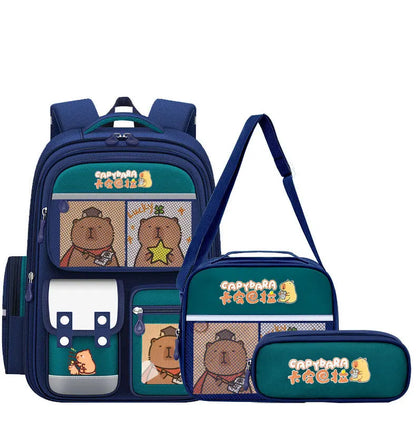 Capybara School Bags for Boys Girls Primary Schoolbag Cartoon School Backpack Set Rucksack Bagpack Kids Cute Children Book Bags