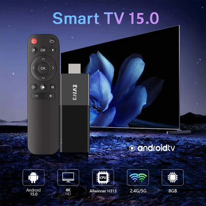 TVR3 HDMI TV Stick Android 15 2.4G&5G Dual Wi-Fi Allwinner H313 1G 8G Quad Core Smart TV Box Streaming Media Player Set-top Box