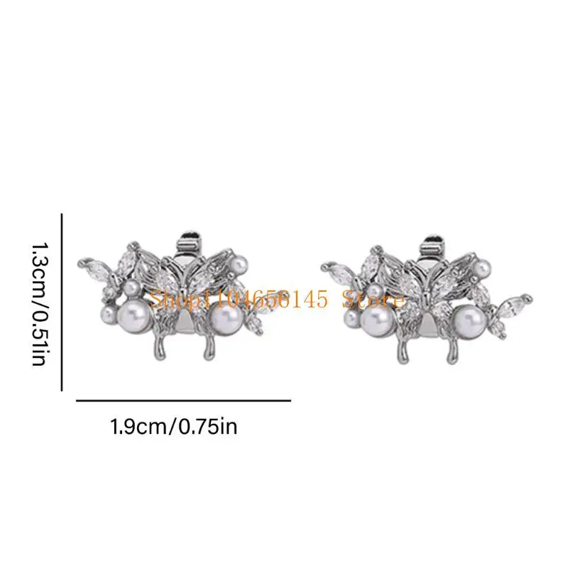 Zirconia Rhinestones Butterfly Earphone Charms AntiSlip Clasps Quick Installation For Multiple Devices