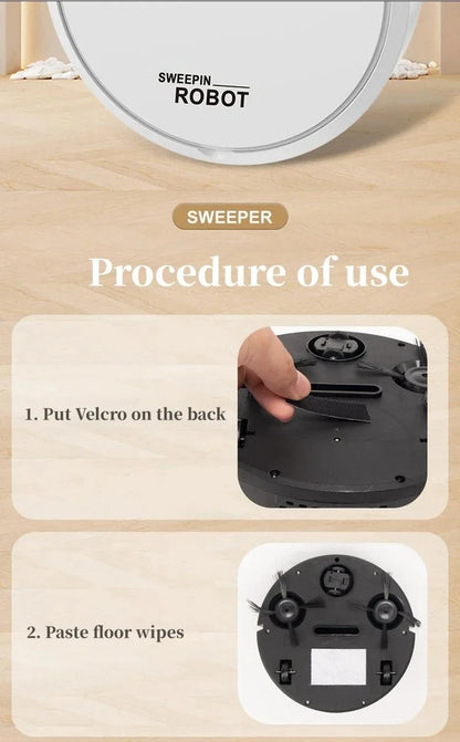2026 3-in-1 Strong Suction Smart Sweeping Robot Rechargeable Washable Mop For Pet Hair Hard Floor Kitchen Room Sweeping Robot
