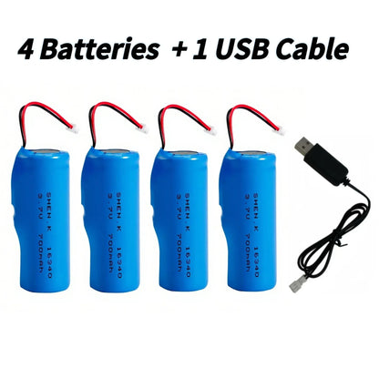 4PCS 16340 3.7V 700mAh Rechargeable Lithium Battery with Connector Wires CR123A For Camera Smoke alarm Monitor Flashlight Toy