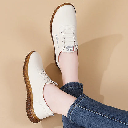 100% cowhide Women's Leather shoes New large size casual sports shoes Fashion  Lightness Women's vulcanized shoes sneakers