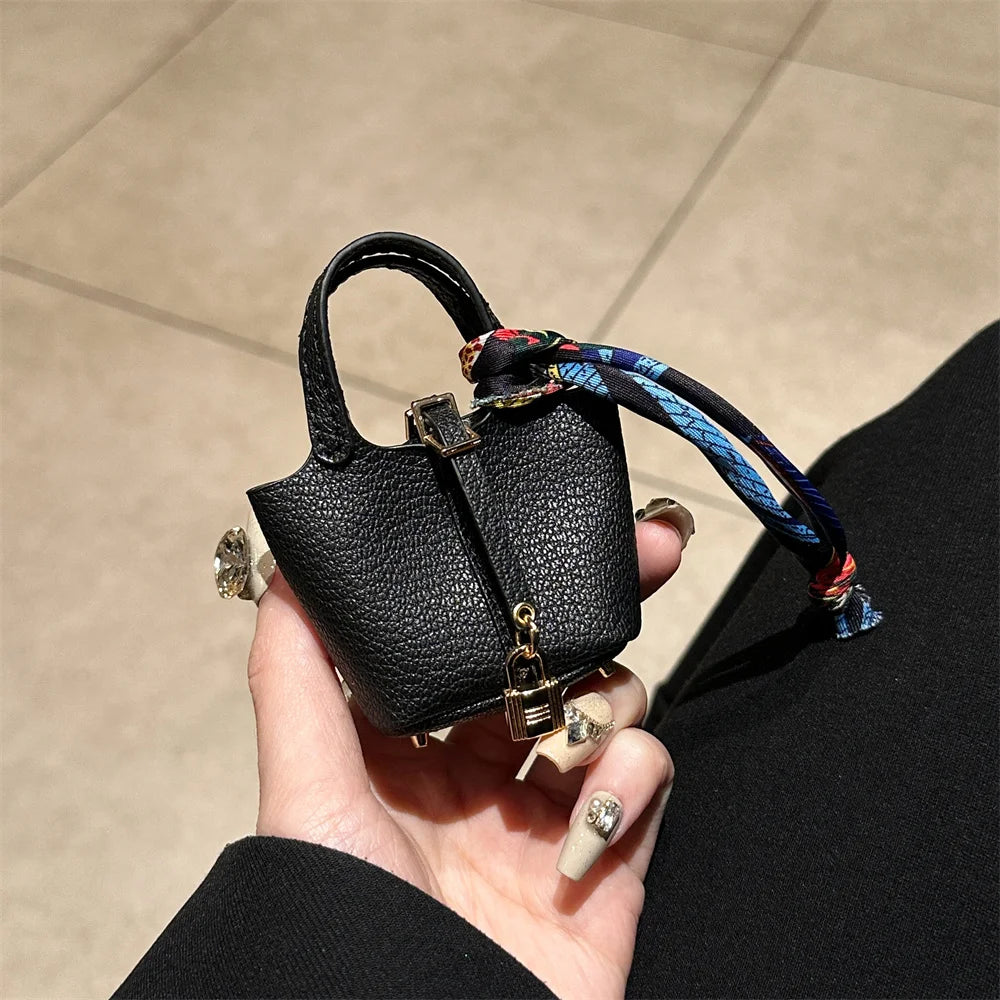 2024 New style Mini House Small Bag Handheld Portable Hand Rope Bluetooth Earphone Bag Zero Wallet Multi functional Small Bag