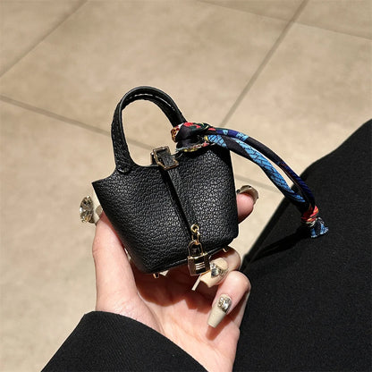 2024 New style Mini House Small Bag Handheld Portable Hand Rope Bluetooth Earphone Bag Zero Wallet Multi functional Small Bag