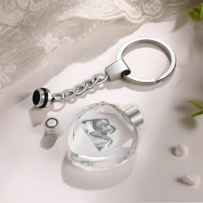 Crystal Keyring with LED Light inside Free Engrave any Design Crystal Blank Key Ring Custom Logo Family Photo DIY Birthday Gifts