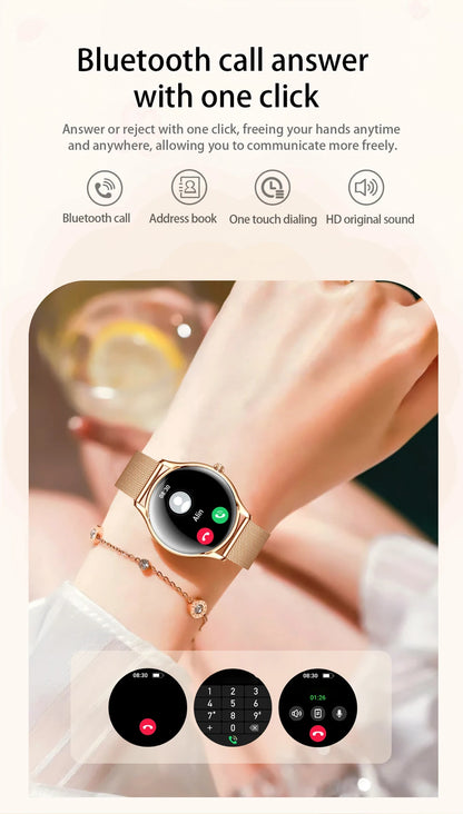 2025 New AMOLED Screen 7.9mm Ultra-thin Women Blue Tooth Call Smart Watch Heart Rate Health Lady Music Sport Fitness Smartwatch