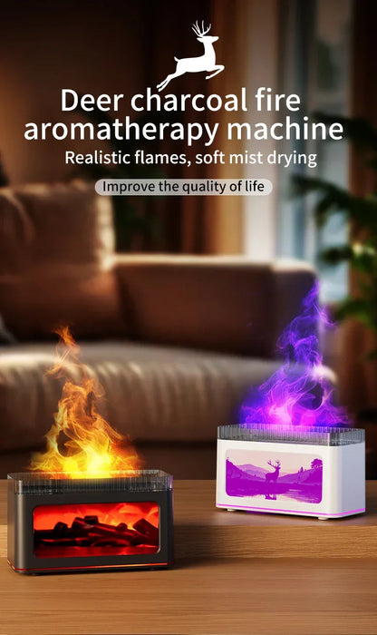Mini Fireplace Aroma Diffuser & Air Humidifier: 7-Color Light Effects, for Christmas New Year| Essential Oil Diffuser