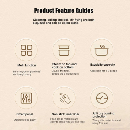 Multifunctional Electric Slow Cooker Portable Dormitory Student Office Staff Mini Electric Pot Stir Stew Non-Stick Rice Cooker