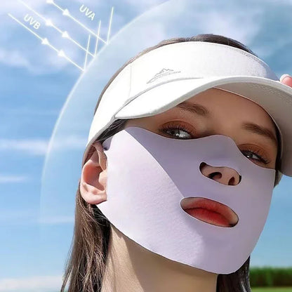 Women Men Sunscreen Mask Outdoor Cycling Face Mask Breathable Reusable Double Layer Ice Silk Masks Anti-UV Sun