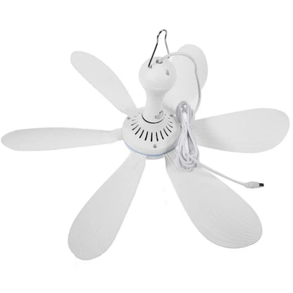 XIAOTREE Silent 6 Leaves USB Ceiling Fan, Optional Remote Control Timing, 4 Speed Hanging Fan for Camping Dormitory Tent