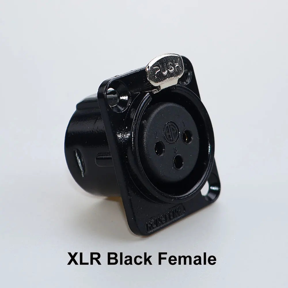 JCD XLR 3Pin Male/Female Microphone Audio Cable Plug Panel Pure Black Silver Copper Gold-Plated XLR Connector Socket