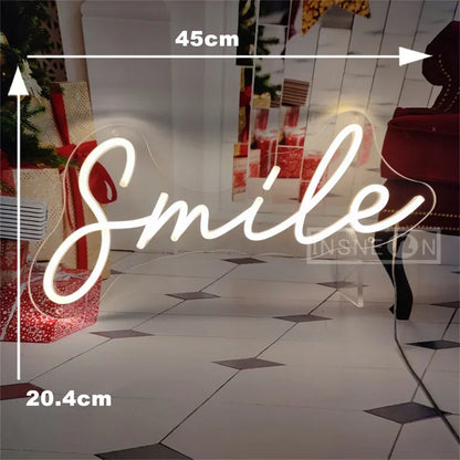 Smile Neon Signs USB-powered Desktop/Bedroom Neon Sign Girl Room Birthday Party Camping Bar Valentine's Day Christmas Decoration