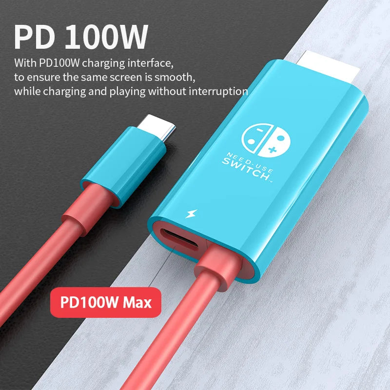 2M USB C to HDMI 4K Cable 100W PD Charging Portable Converter Type C to HDTV for TV Docking Steam Deck Laptop Phone Tablet