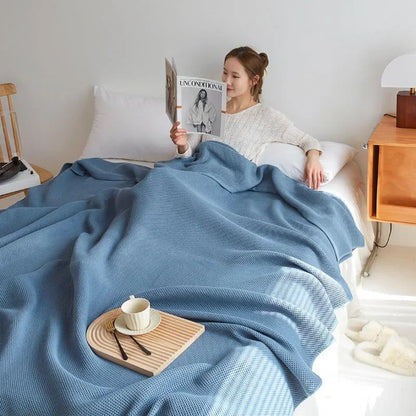 Solid Cotton Blanket for Bed Waffle Plaid Bedspread for Single Queen King Bed Sofa Blankets Throw Sofa Cover Sheet Summer Quilt