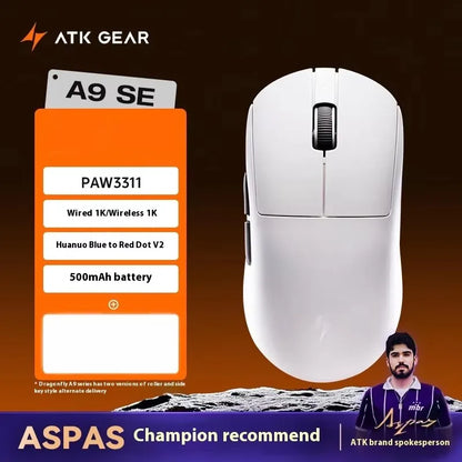ATK DragonFly A9 Air Ultimate Wireless Gaming Mouse PAW3950 Ultra 42000DPI 750IPS 8KHz RGB Ergonomic For Windows MacOs PC Gifts