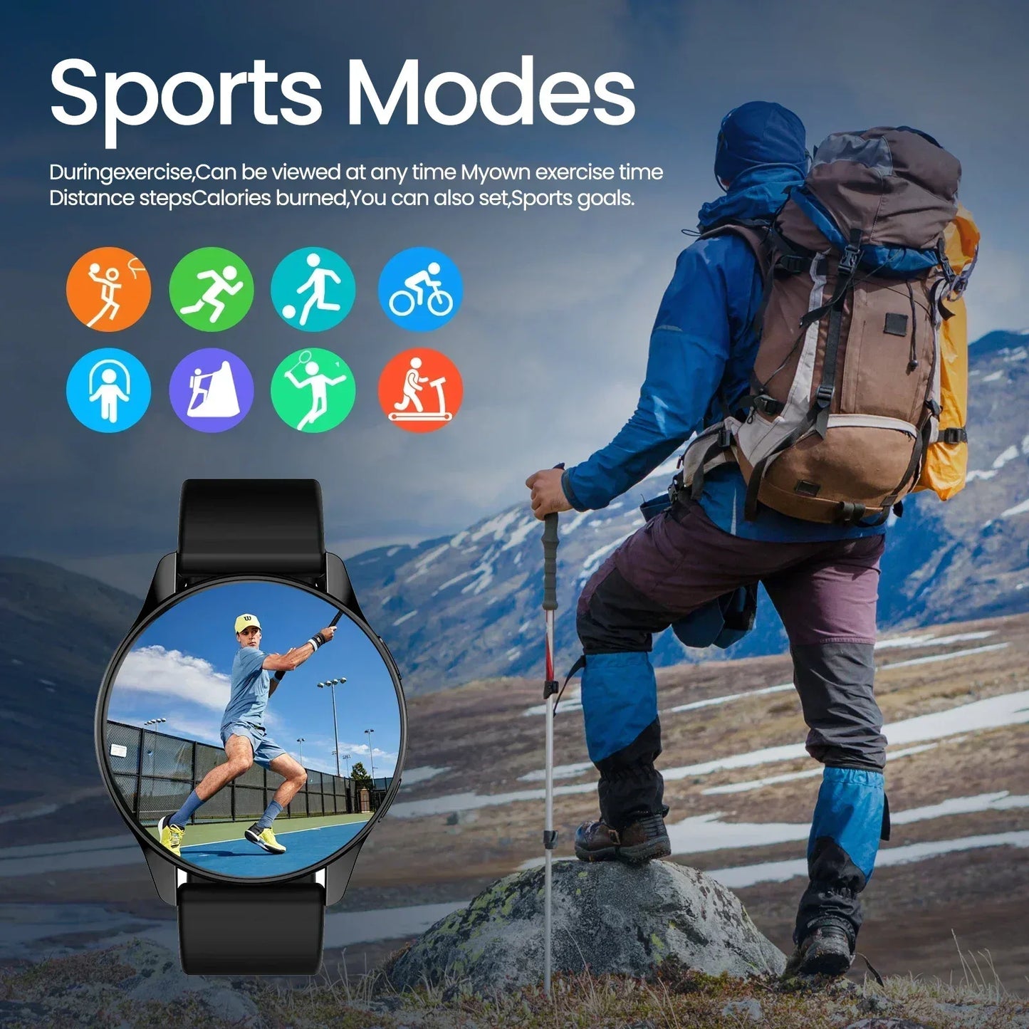 HOMEFISH Smart Watch Wireless Calling Multiple Sports Modes Music Player Health Tracking DIY Watch Faces Android iOS