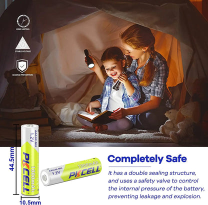 8PC PKcell Rechargeable AAA 1000mAh 1.2V Lithium Batteries 3A NI-MH Rechargeable Battery Suitable For Toys TV remotes Flashlight