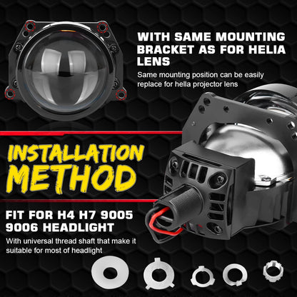 2pcs 3.0 Inch Bi Led Projector Lens Halo Light H4 H7 H1 9005 9006 Car Headlights Bulb Angel Eyes High Low Beam LED LHD RHD 6000K