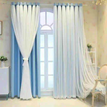 Nordic Style Solid Color Cloth Yarn Integrated Blackout Curtain Modern Bedroom Shade Curtains Living Room Luxury 나비주름 커튼 Шторы