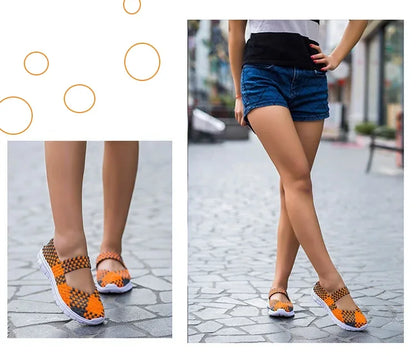 Plus Size Women Flat Shoes  Fashion Elastic Band Weave Shoes Women Comfort Flat Shoes Women Casual Loafers Zapatos De Mujer