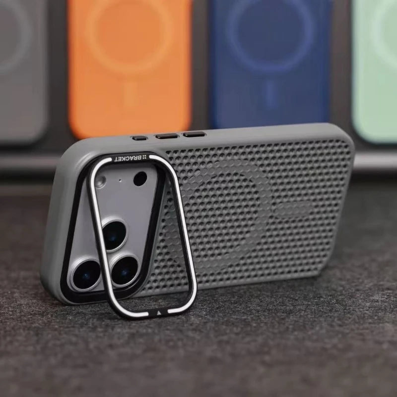 Camera mount mesh cooling case for iPhone 17 Pro Max 15 17 Pro 14 13 12 16 Pro Max For Magsafe wireless charging Shockproof cove