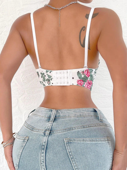 Viomisha Sexy Underwear for Women Push Up Bra with Steel Ring Floral Printed Brassiere 3/4 Cup Beautiful Female Lingerie