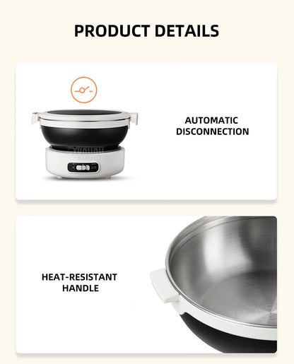 Kitchen Fast Heating Cooker Durable Portable Foldable Multi Cooker Split Stainless Steel Electric Pot
