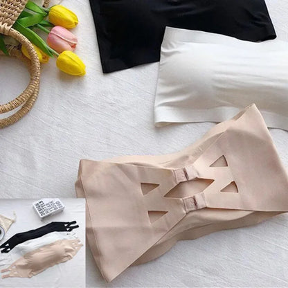1-Piece Adolescent Girls Stretch Strapless Bras Ice Silk Seamless Bandeau Breast Care Cup Young Girls Soft Wraps Crop Tube Tops