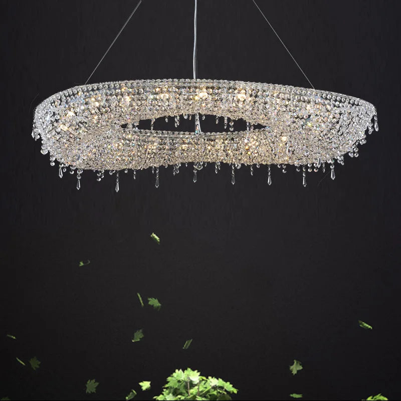 2025 Modern Luxury Round Oval Crystal Chandelier For Living Dining Room Chrome Luster LED Pendant Lights Hotel Duplex Villa Lamp