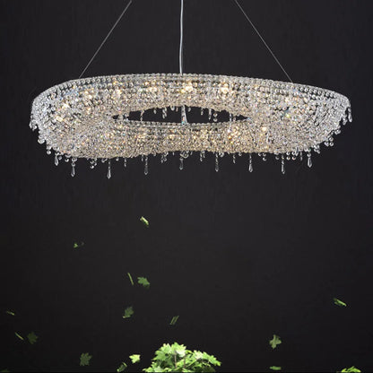 2025 Modern Luxury Round Oval Crystal Chandelier For Living Dining Room Chrome Luster LED Pendant Lights Hotel Duplex Villa Lamp