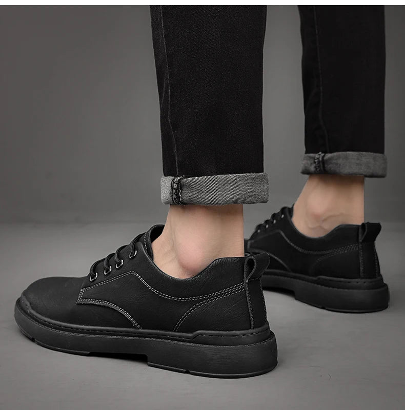 Spring Autumn Casual Men Retro Leather Shoes 2023 Fashion British Style Anti-skid Chaussure Homme Cuir Luxury Brand Designer