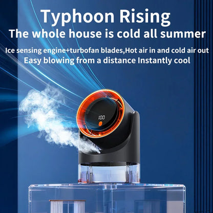 TINSOL New Compact Mini Electric Fan with Single-Hole Mist Air Conditioner Ice-Cool Humidifying Circulating Fan 360° Adjustable