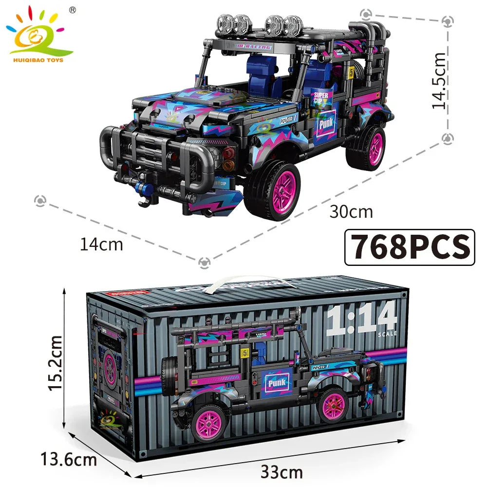HUIQIBAO 1:14 Off-road Vehicle Racing Car Technical Model Building Block MOC Truck Brick Children City Construction Toy Boy Game