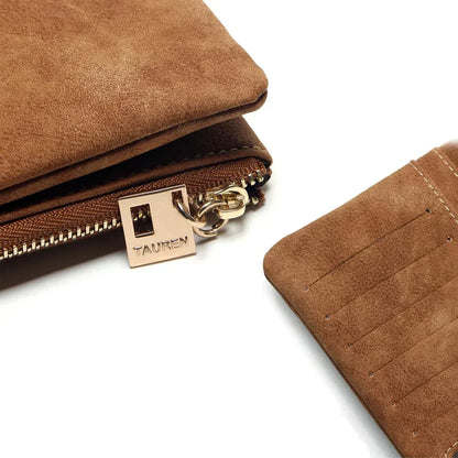 2023 New Fashion Women Wallets Drawstring Nubuck Leather Zipper  Long Design Purse Two Fold More Color Clutch Hot Card Pack