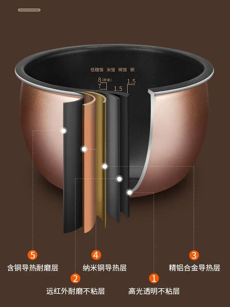 Riz Cooker Electric Rice 220v Multicooker Household Appliances for Home Smart Soup Separation 4L Low-sugar Coocker Pot