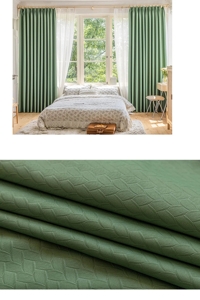 French Cream Style Bay Window Drape Bedroom Thick Full Blackout Curtain Hotel Soundproof Drapes Large Area Living Room Curtains